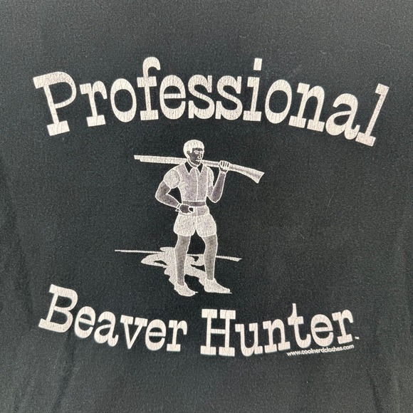 Vtg Professional Beaver Hunter Black T Shirt Adult XL Hanes Comfort Cotton - Picture 2 of 5
